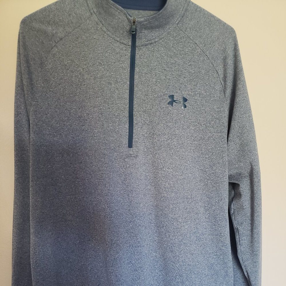 Men's Blue Loose Heatgear  Under Armour  1/4 zip Long Sleeve Shirt